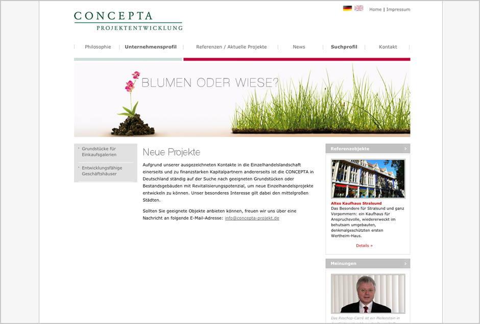 grafik design fuer concepta projektentwicklung webdesign