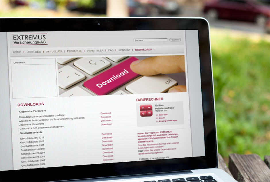 screendesign koeln extremus Neues Web-Design für die Versicherung