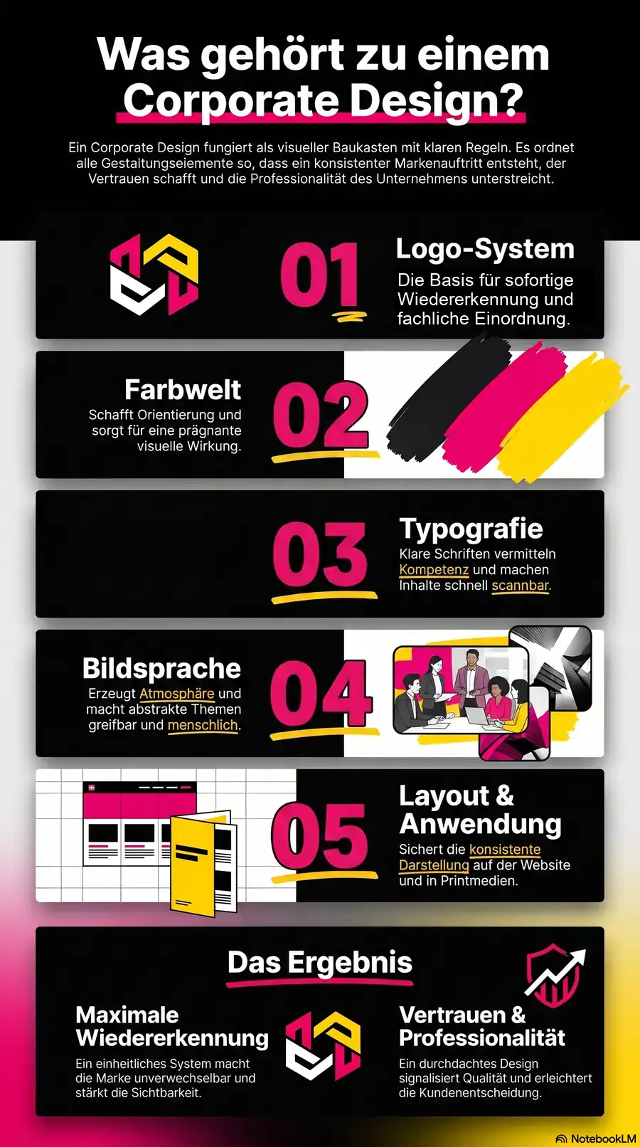 NotebookLM-Infografik zu Was gehört zu einem Corporate Design?