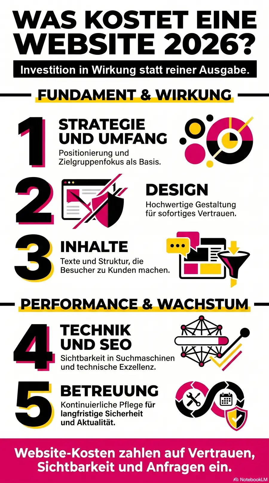NotebookLM-Infografik zu Was kostet eine Website 2026?
