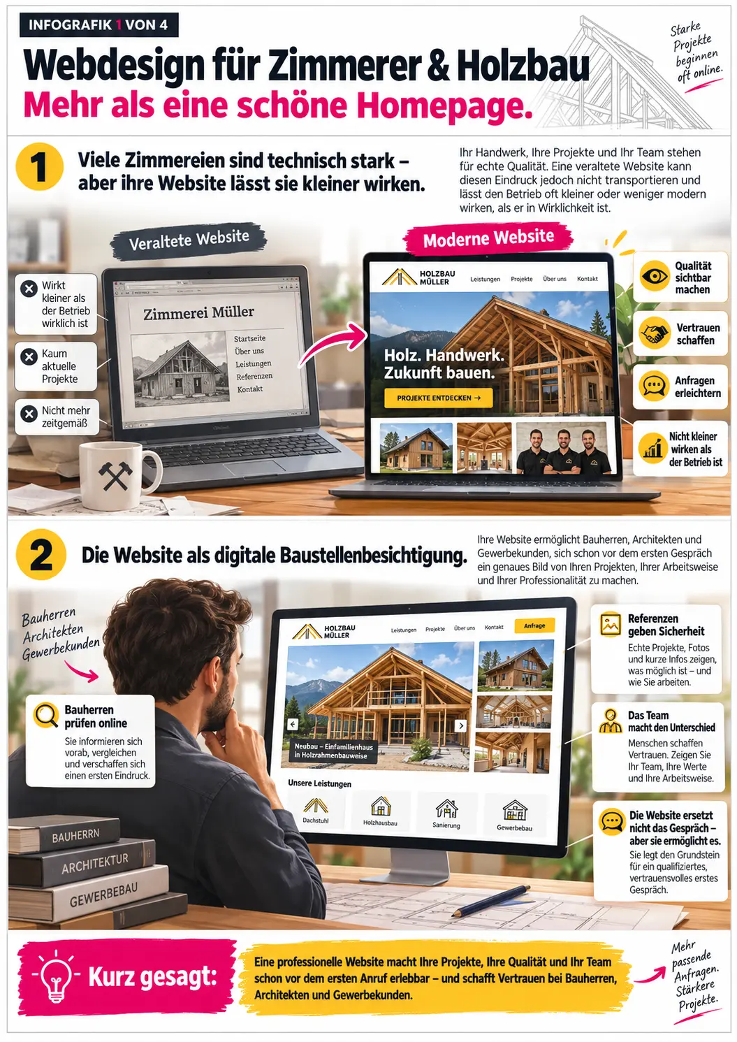 homepage zimmerer holzbau Marketing, Branding und Webdesign für Zimmerer, Zimmereien, Zimmereibetriebe und Holzbauunternehmen.
